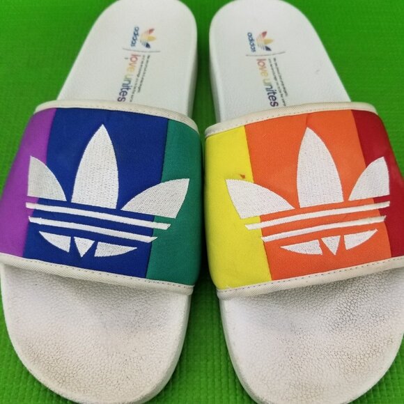 ✅Adidas Original Adilette Mens 12 Rainbow Pride Slides EF2317 Love Unites Sandal main image 6
